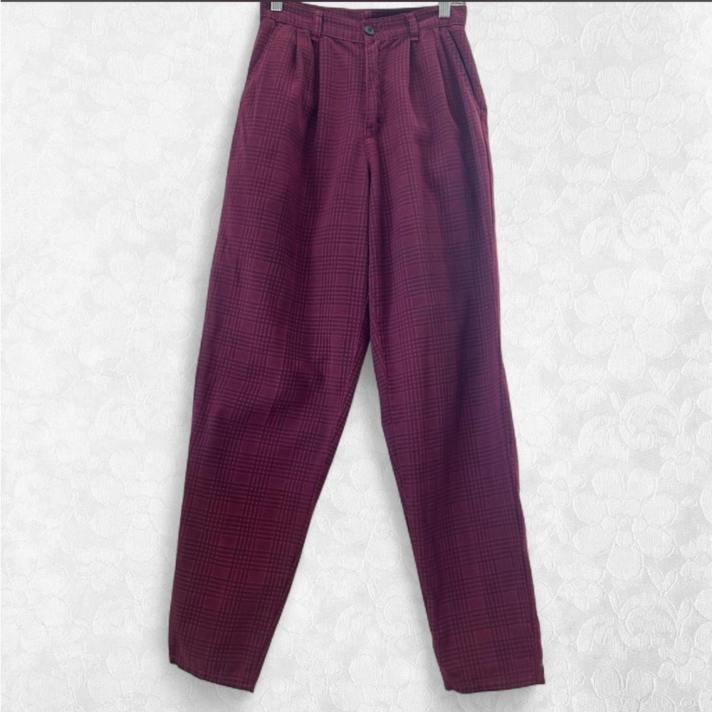 Women’s Burgundy Checkered Pants